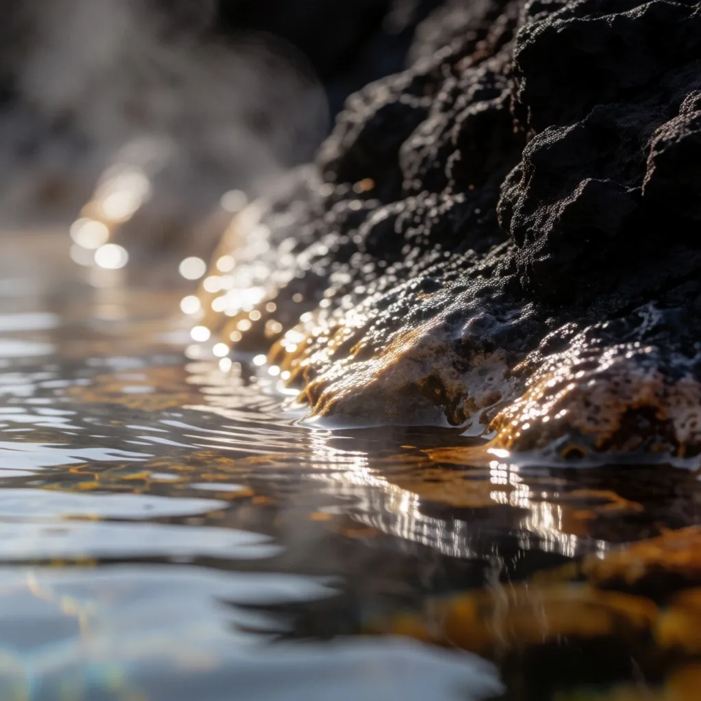 Detalle macro del agua termal mineral