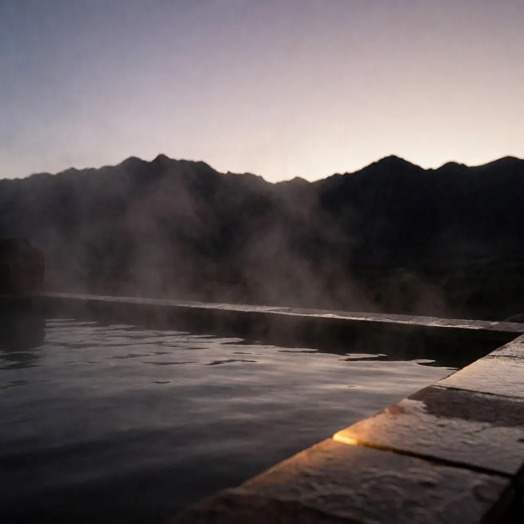 Vista de un complejo termal en Mendoza al atardecer
